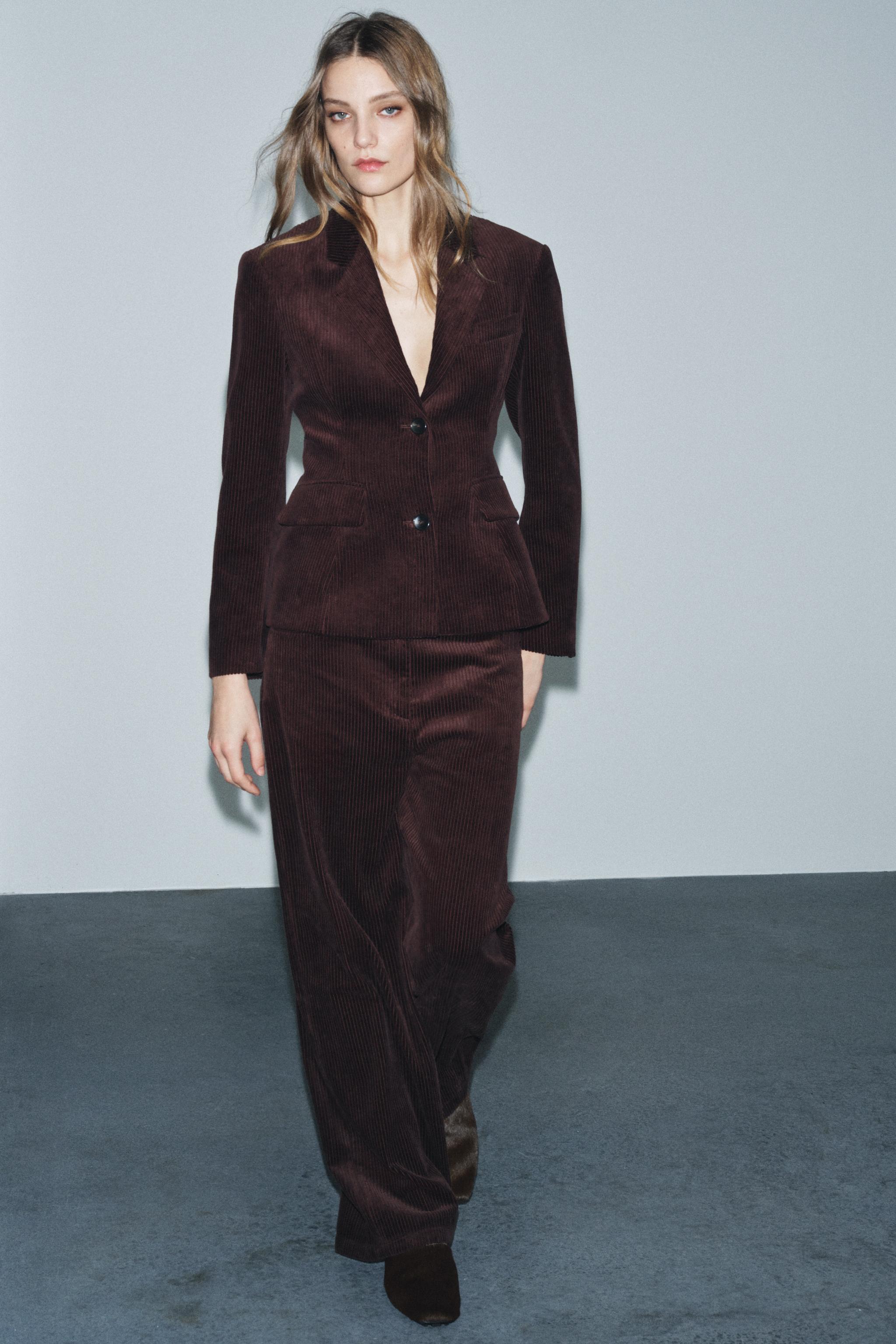 PANTALON À JAMBES LARGES EN VELOURS CÔTELÉ ZW COLLECTION